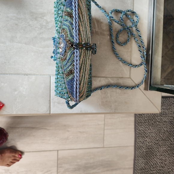 Mary Frances Turquoise and Gold Beaded Clutch - Picture 8 of 11